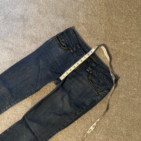 Guess Daredevil Bootcut Jeans Low Rise Embroidered Stones Sz 29 (31x32) - Picture 11 of 13